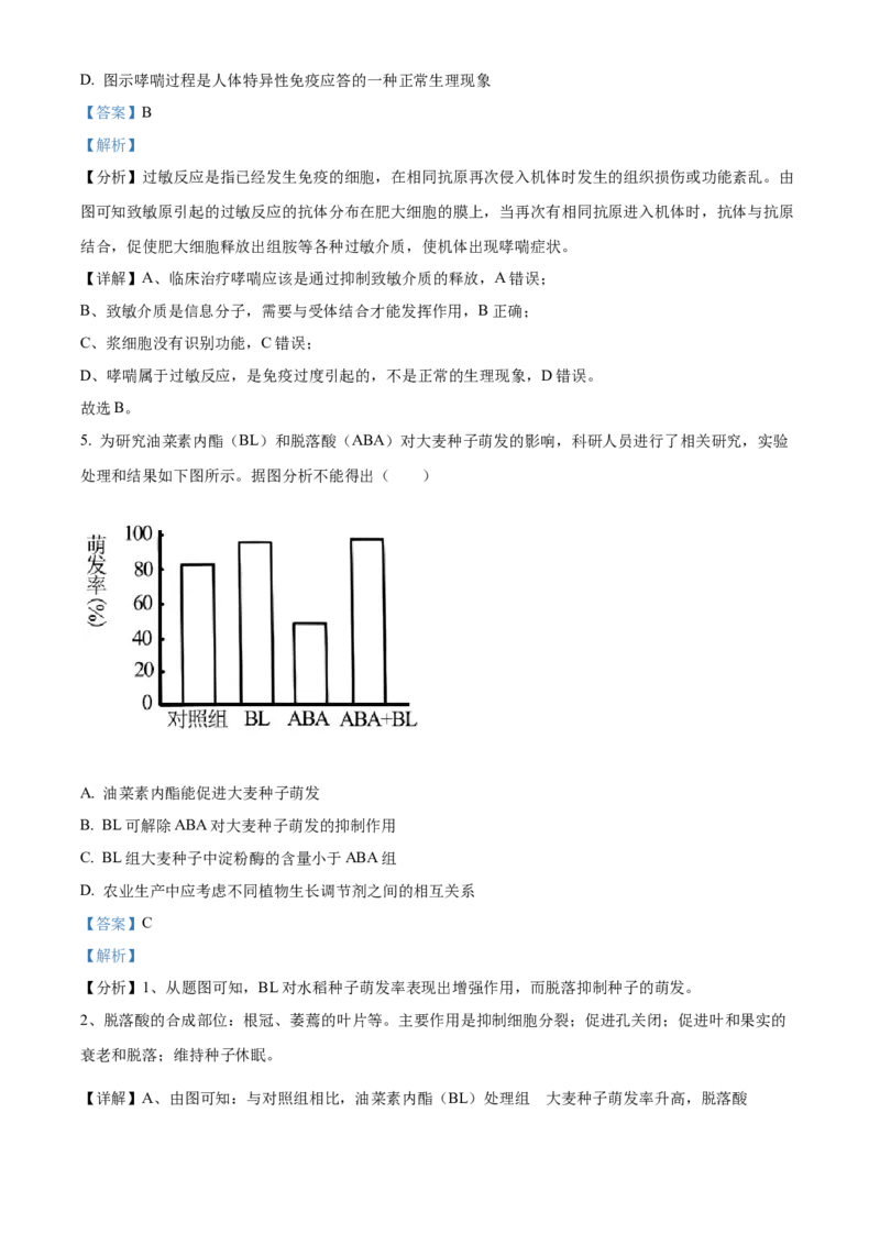 安徽省芜湖市镜湖区安徽师范大学附属中学2023-2024学年高二下学期6月测试生物试题（含答案）_A1502026各地模拟卷（超值！）_6月_2406282024安徽师范大学附属中学高二下学期6月测试
