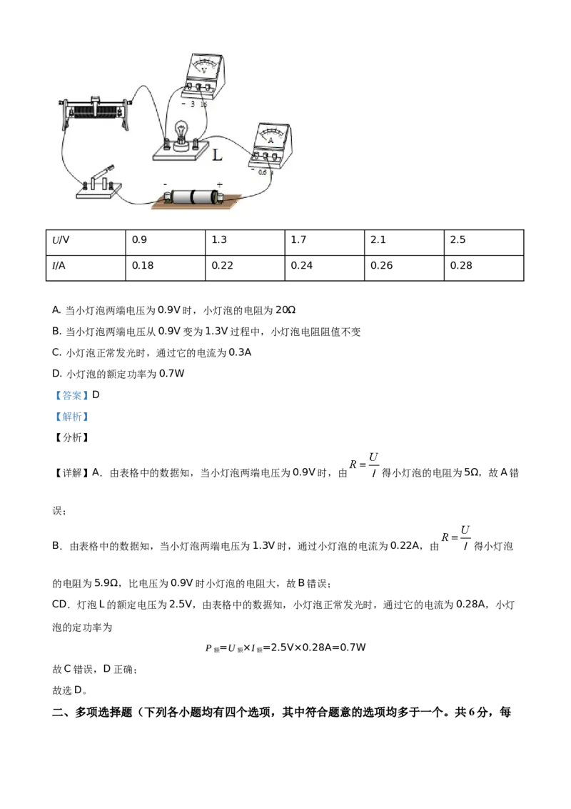 精品解析：北京市昌平区2020-2021学年九年级（上）期末质量抽测物理试题（解析版）(1)_北京初中期末题_C605-京七八九_北京9上物理_2020-2021