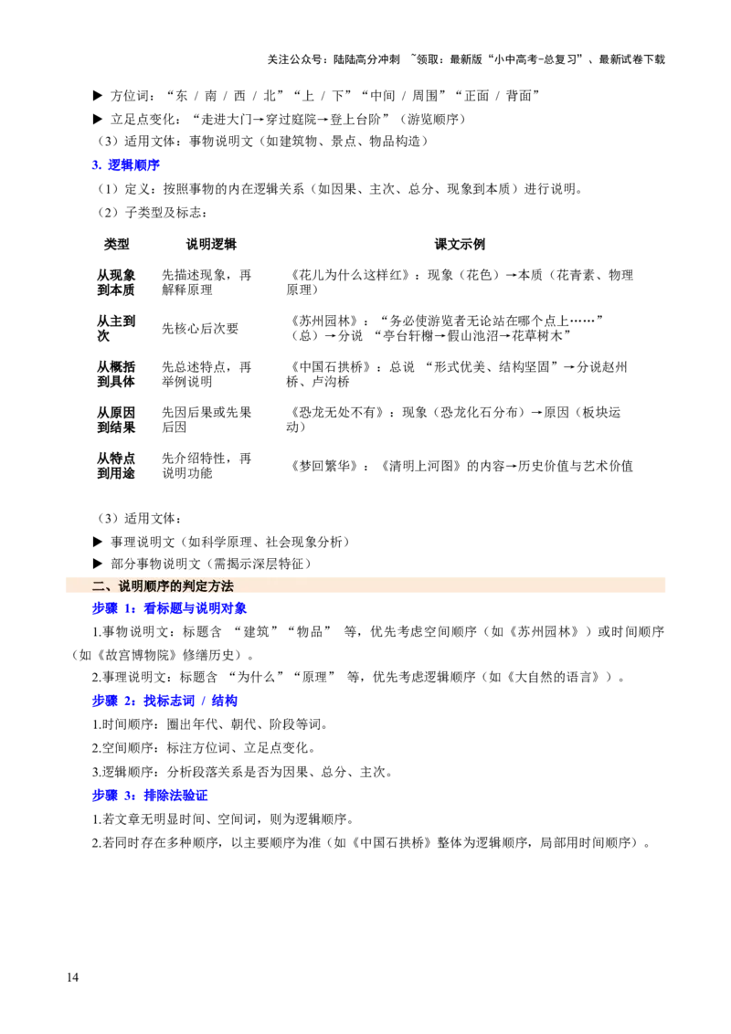 专题19说明对象与顺序（讲练）（原卷版）_02中考总复习（2026版更新中）_01-语文-中考总复习_2025年中考资料_2025中考二轮课件ppt+讲义+练习语文_讲义练习
