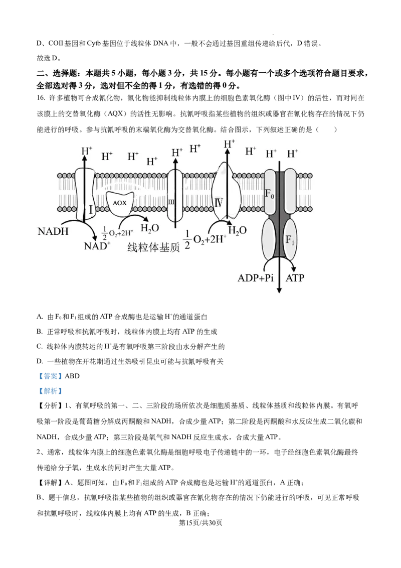 山东省泰安市2024-2025学年高三上学期11月期中考试生物答案_A1502026各地模拟卷（超值！）_11月_241124山东省泰安市2024-2025学年高三上学期11月期中考试