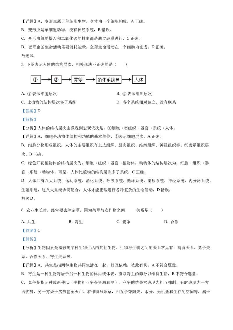 精品解析：北京市北京师范大学附属中学2020-2021学年八年级下学期期中生物试题（解析版）(1)_北京初中期末题_C605-京七八九_B京生物七八九_北京八下生物