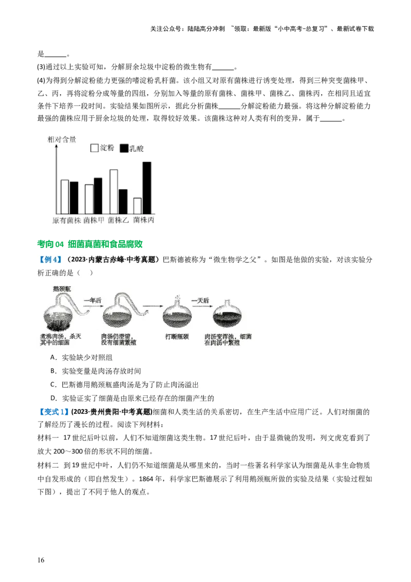 专题18细菌、真菌和病毒（讲义）（原卷版）_02中考总复习（2026版更新中）_08-生物-中考总复习_2024年中考复习资料_一轮复习_❤2024年中考生物一轮复习讲练测（全国通用）_讲义