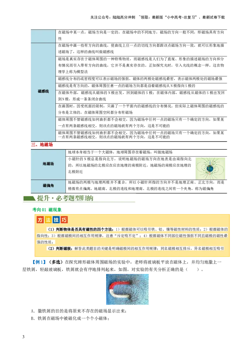 专题20电与磁（5考点+12考向）（讲义）（解析版）_02中考总复习（2026版更新中）_04-物理-中考总复习_2024年中考复习资料_一轮复习_配套讲义（原卷版+解析版）