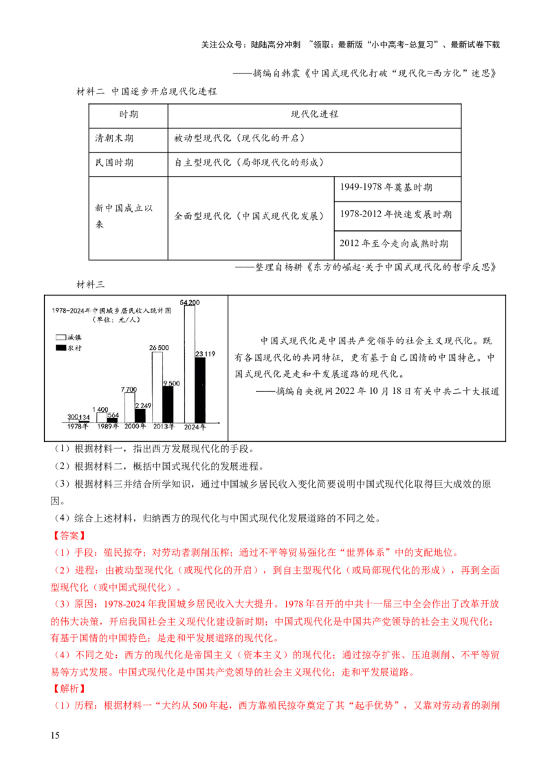 专题19凝聚收官&ldquo;十四五&rdquo;，锚定中国式现代化新坐标（热点）（讲练）（解析版）_02中考总复习（2026版更新中）_06-历史-中考总复习_2025年中考复习资料_2025中考二轮课件ppt+讲义+练习历史