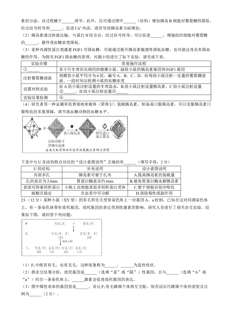 南通海门中学2025届高三上学期第一次调研考试生物试题_A1502026各地模拟卷（超值！）_10月_241019南通海门中学2025届高三上学期第一次调研考试