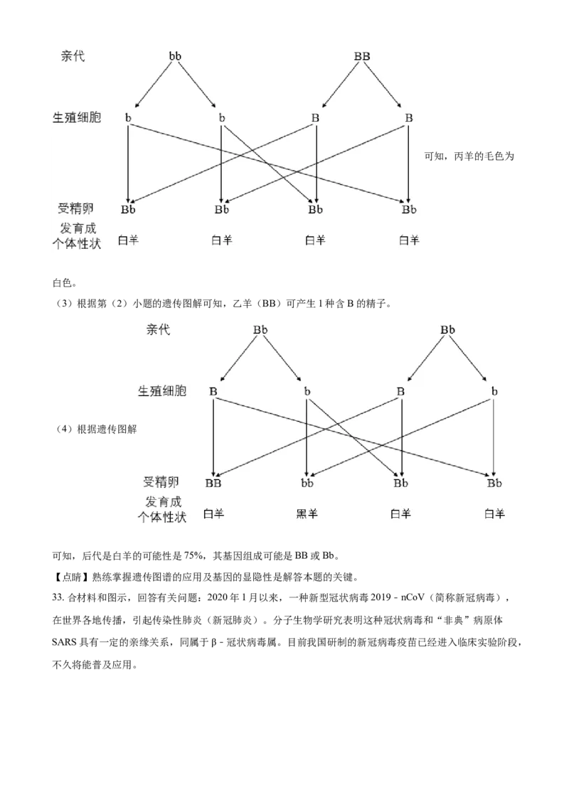 精品解析：北京市北京师范大学沧州渤海新区附属学校2020-2021学年八年级下学期期中生物试题（解析版）(1)_北京初中期末题_C605-京七八九_B京生物七八九_北京八下生物