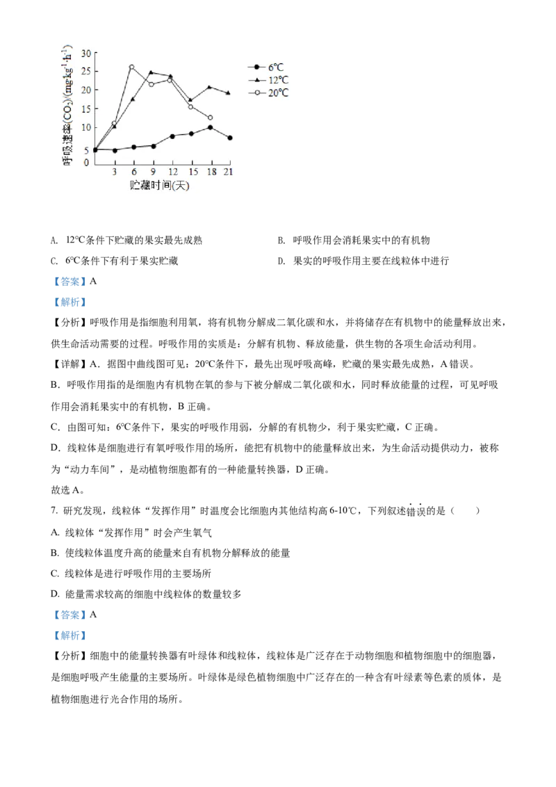 精品解析：北京市延庆区2021-2022学年七年级下学期期末生物试题（解析版）(1)_北京初中期末题_C605-京七八九_B京生物七八九_北京7下生物_2021-2022