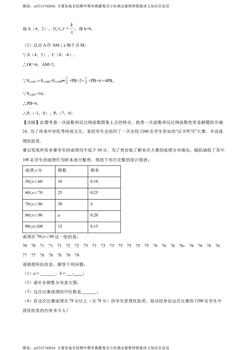 精品解析：北京市回民学校2023-2024学年九年级下学期月考数学试题（解析版）(1)_北京初中期末题_C605-京七八九_B京市数学七八九_北京9下数学(含中考模拟）_北京数学9下月考