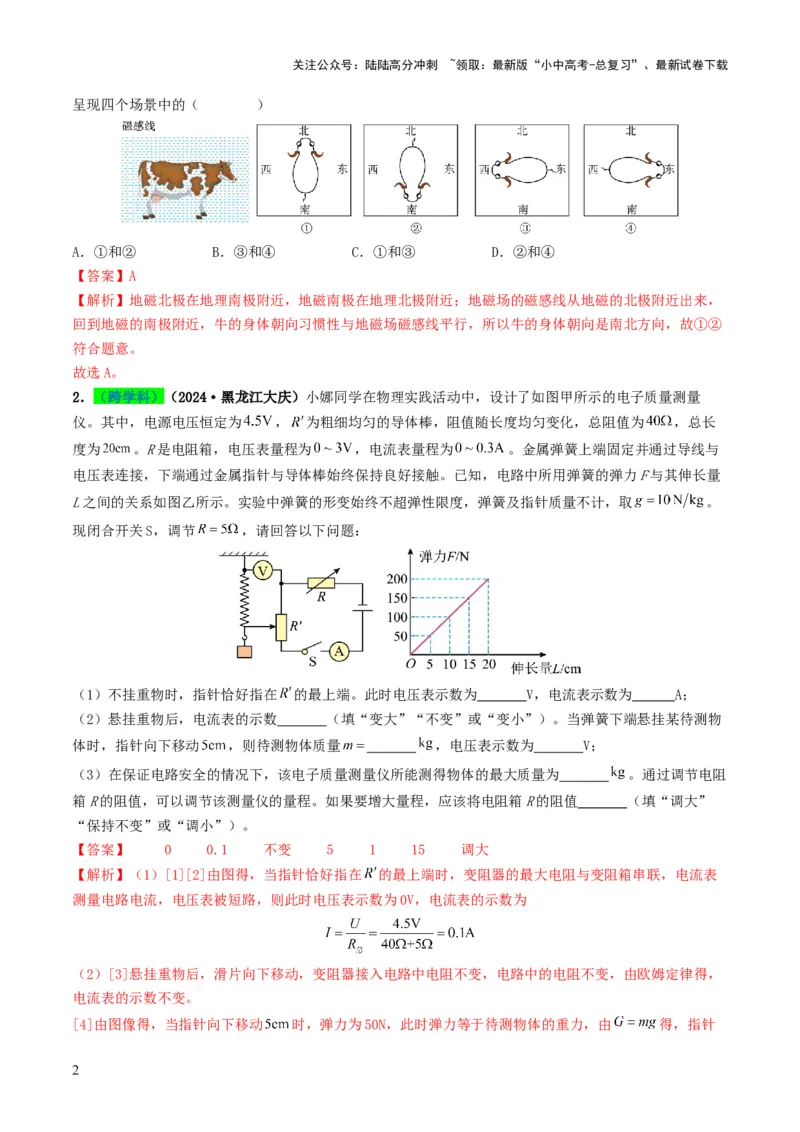 专题17电与磁（考情聚焦+中考新考法+真题透视5大考向+新题特训）（解析版）_02中考总复习（2026版更新中）_04-物理-中考总复习_2025年中考复习资料