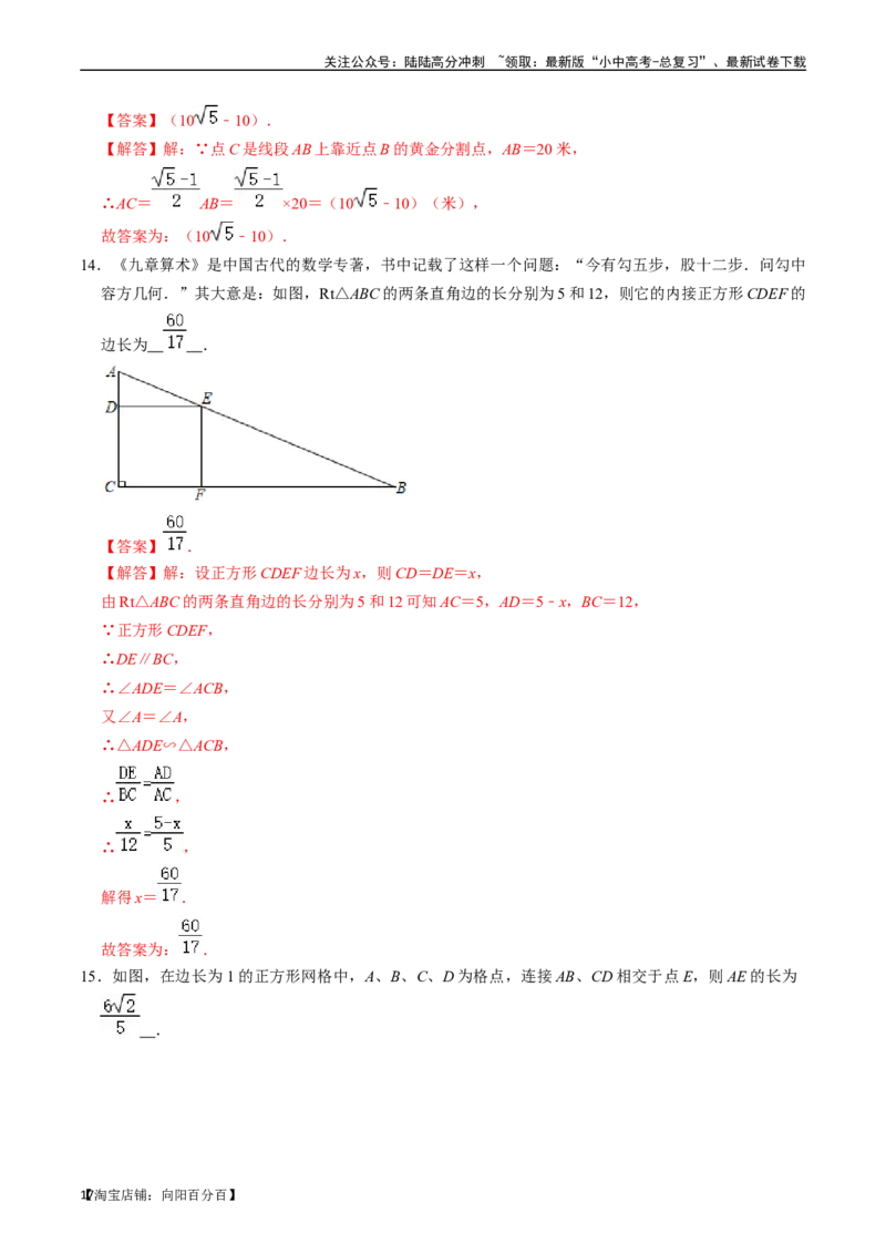 专题19图形的相似与位似的核心知识点精讲（讲义）-备战2024年中考数学一轮复习考点帮（全国通用）（解析版）_02中考总复习（2026版更新中）_02-数学-中考总复习_2024年中考复习资料_讲义