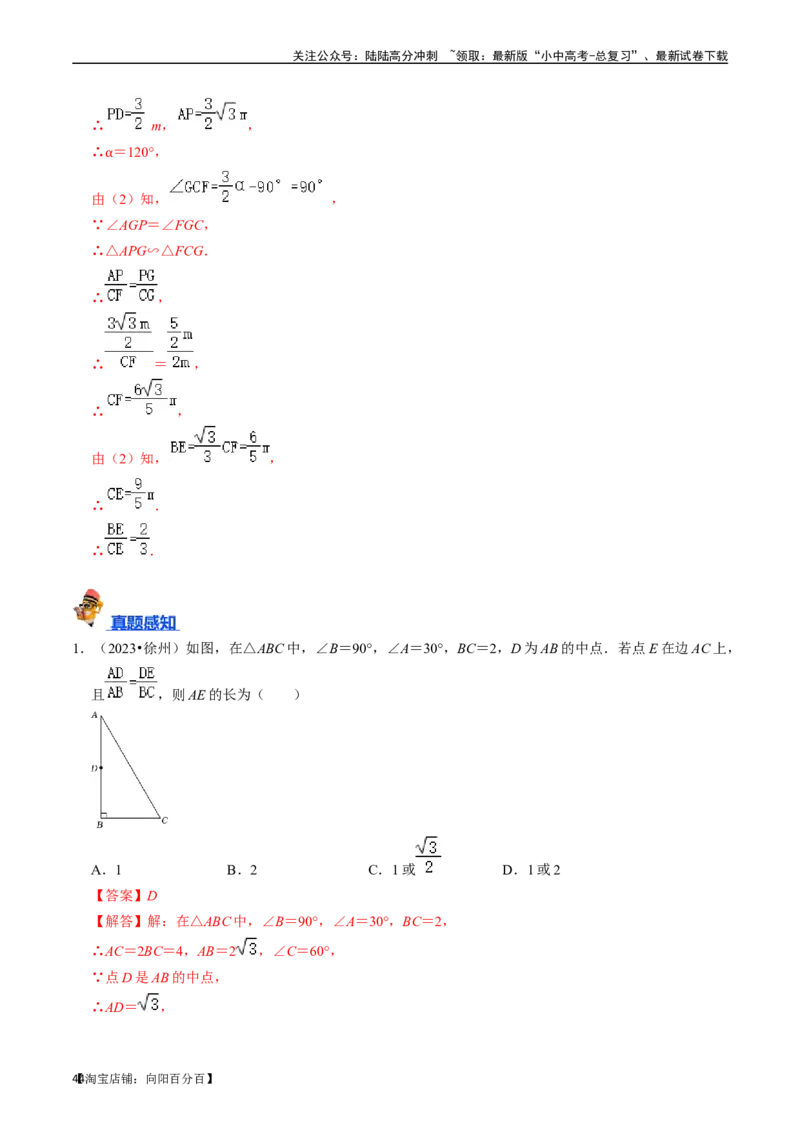 专题19图形的相似与位似的核心知识点精讲（讲义）-备战2024年中考数学一轮复习考点帮（全国通用）（解析版）_02中考总复习（2026版更新中）_02-数学-中考总复习_2024年中考复习资料_讲义