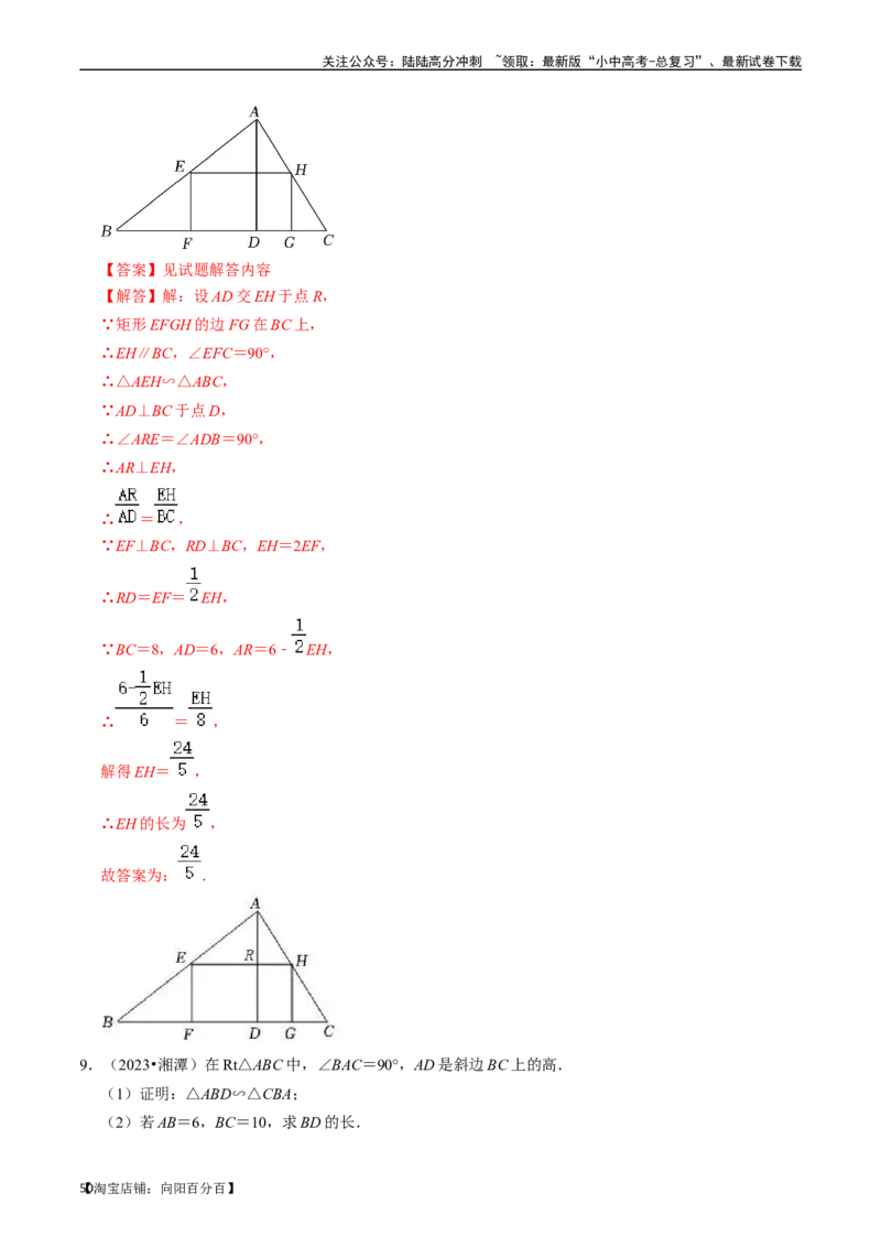 专题19图形的相似与位似的核心知识点精讲（讲义）-备战2024年中考数学一轮复习考点帮（全国通用）（解析版）_02中考总复习（2026版更新中）_02-数学-中考总复习_2024年中考复习资料_讲义
