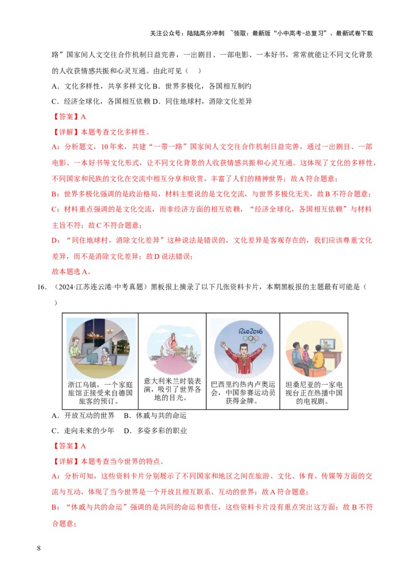 专题21我们共同的世界（解析版）_02中考总复习（2026版更新中）_07-道法-中考总复习_2026年中考复习（更新中）_好题汇编三年（2023-2025）中考道德与法治真题分类汇编（全国通用）