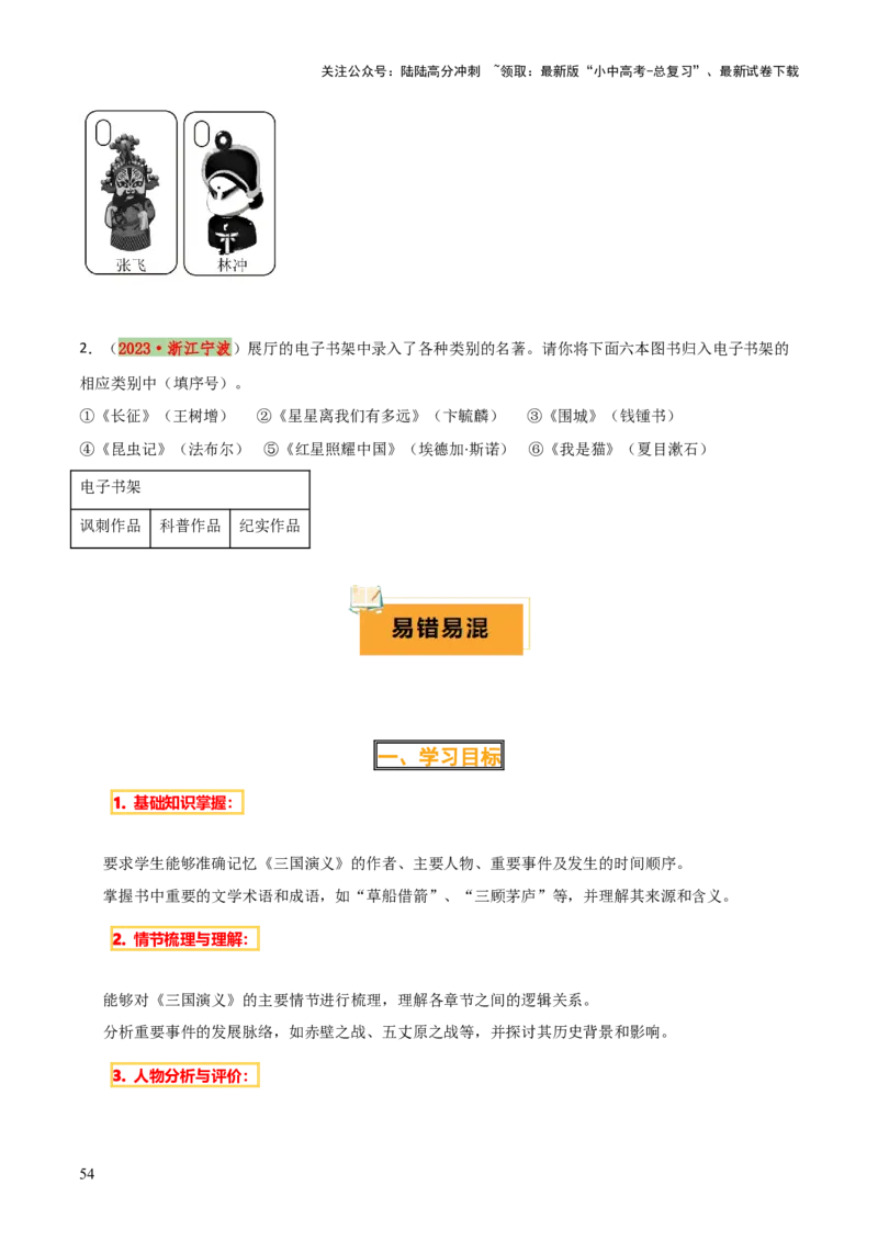 专题18《三国演义》《围城》（2份思维导图+2部名著梳理+考点梳理+6个学习目标+3点课标要求）（原卷版）_02中考总复习（2026版更新中）_01-语文-中考总复习_2025年中考资料