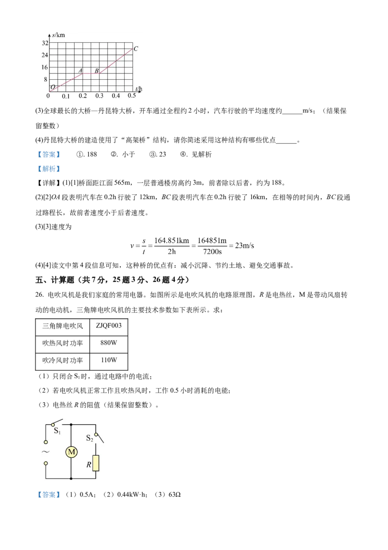 精品解析：北京市中国人民大学附属中学2023-2024学年九年级下学期三月月考物理试卷（解析版）(1)_北京初中期末题_C605-京七八九_B京物理八九_物理_北京九下物理
