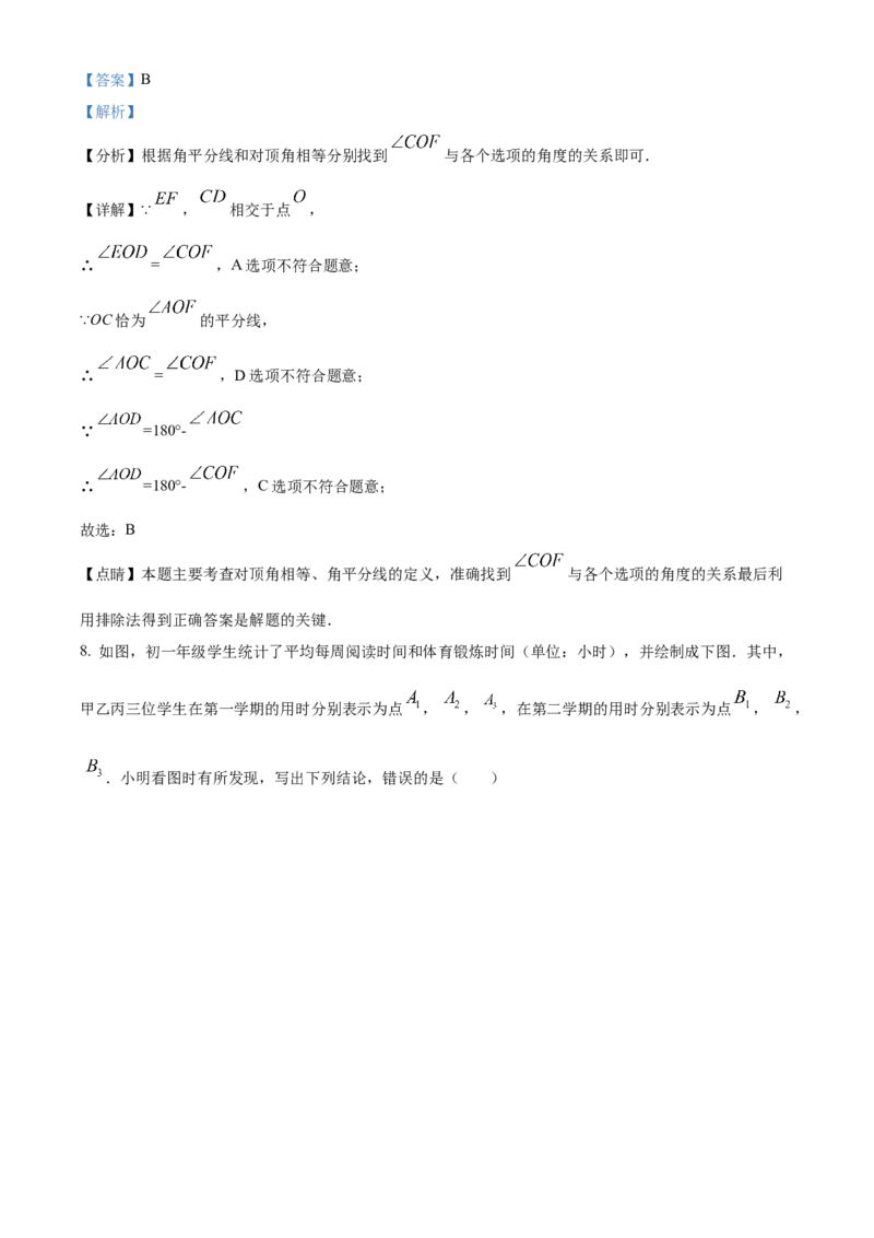 精品解析：北京市北京理工大学附属中学2021-2022学年七年级下学期期中数学试题（解析版）(1)_北京初中期末题_C605-京七八九_B京市数学七八九_北京7下数学_2021-2022