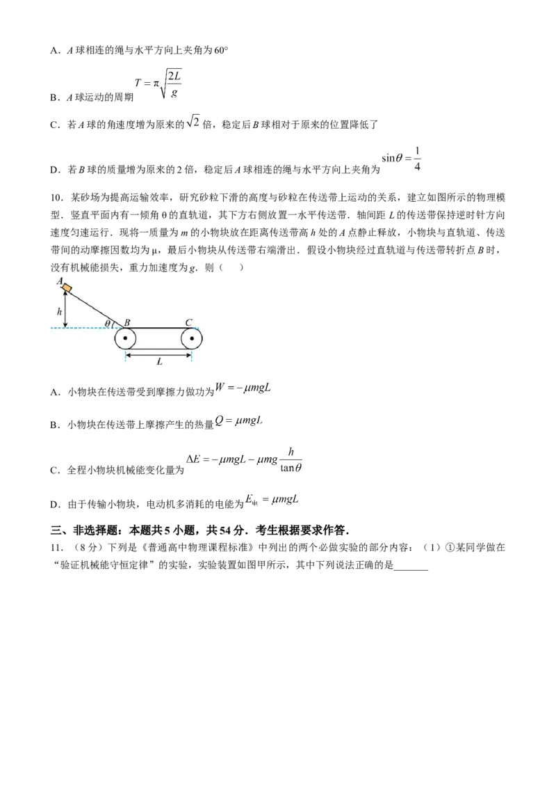广东省华南师范大学附属中学2024-2025学年高三上学期11月综合测试（二）物理Word版含答案_A1502026各地模拟卷（超值！）_11月