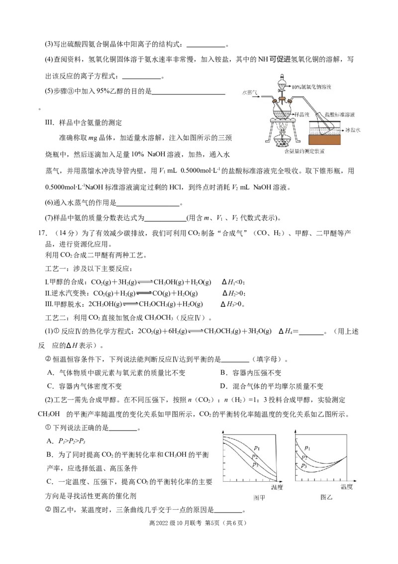 化学试题_A1502026各地模拟卷（超值！）_10月_241016四川省绵阳市南山中学集团学校2024-2025学年高三上学期10月联考