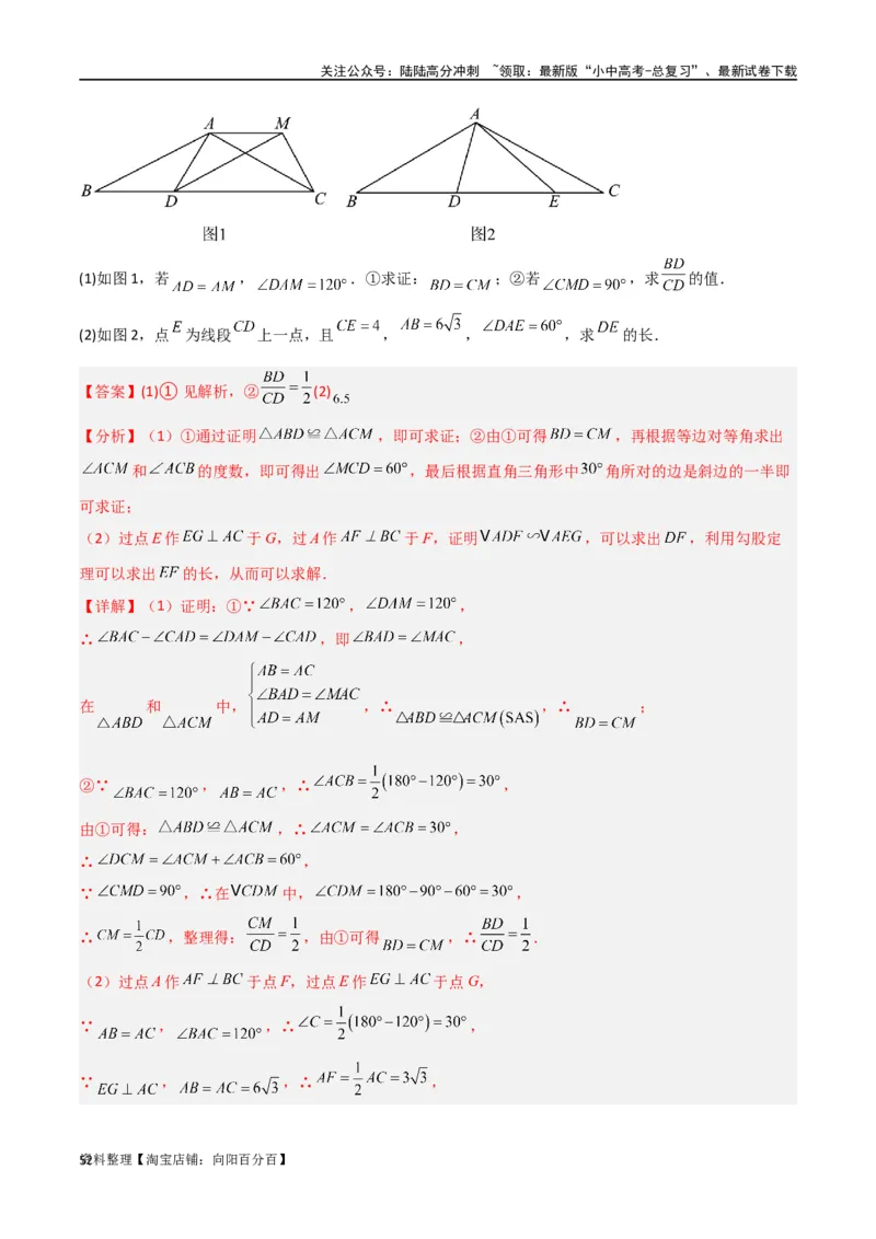 专题16全等与相似模型-半角模型（解析版）_02中考总复习（2026版更新中）_02-数学-中考总复习_2024年中考复习资料_专项复习资料_答案解析版