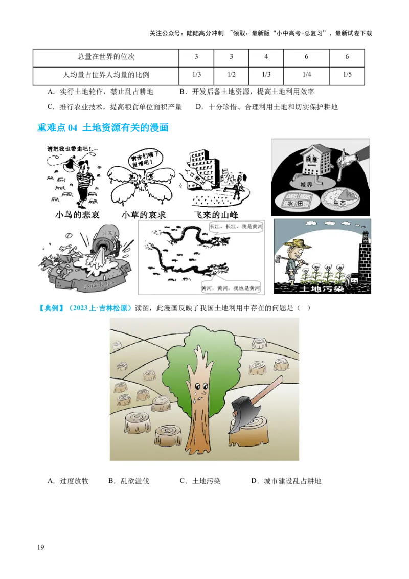 专题20中国的自然资源（讲义）（原卷版）_02中考总复习（2026版更新中）_09-地理-中考总复习_2024年中考复习资料_一轮复习_❤2024年中考地理一轮复习讲练测（全国通用）_配套讲义