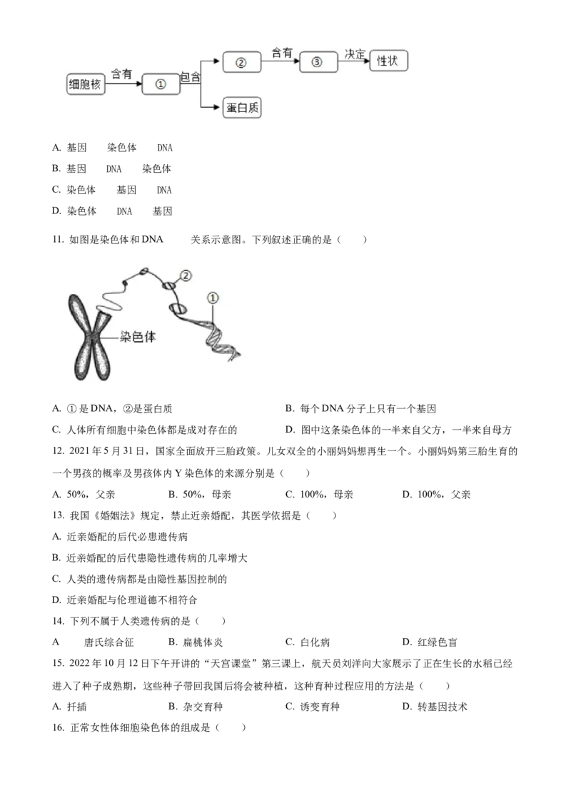 精品解析：北京市房山区2022-2023学年八年级上学期期末生物试题（原卷版）(1)_北京初中期末题_C605-京七八九_B京生物七八九_北京八上生物_2022-2023