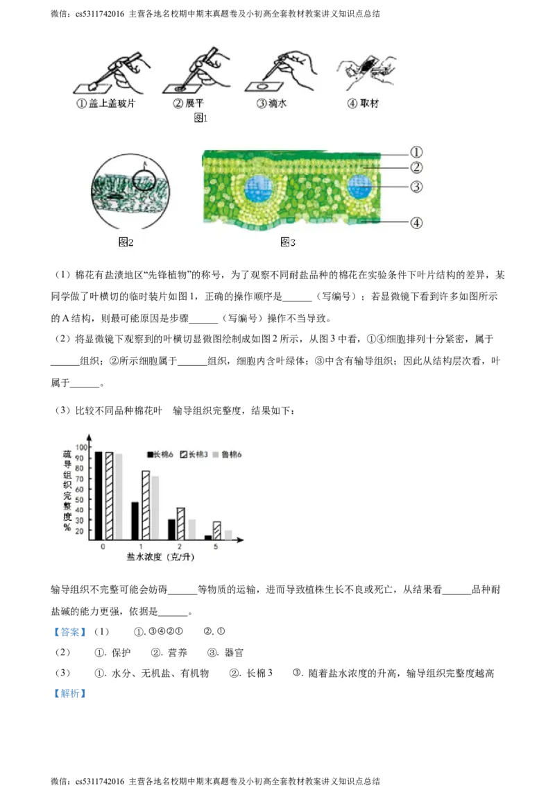 精品解析：北京市北京师范大学附属中学2022-2023学年七年级上学期期中生物试题（解析版）(1)_北京初中期末题_C605-京七八九_B京生物七八九_北京7上生物_2022-2024_北京生物7上期中
