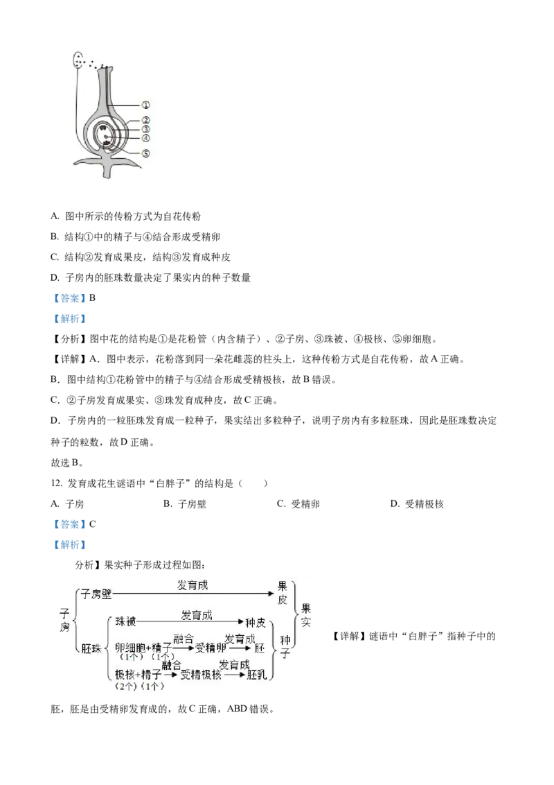 精品解析：北京市延庆区2023-2024学年八年级上学期期末生物试题（解析版）(1)_北京初中期末题_C605-京七八九_B京生物七八九_北京八上生物_2023-2024