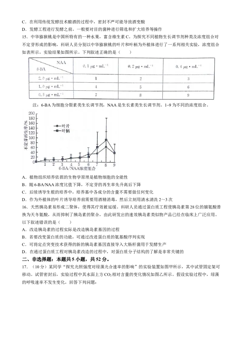 2025届高三金太阳百万9月开学联考生物试卷（有解析）_A1502026各地模拟卷（超值！）_9月_2409062025届金太阳百万（甘肃、青海、宁夏）高三9月开学大联考（1002C）