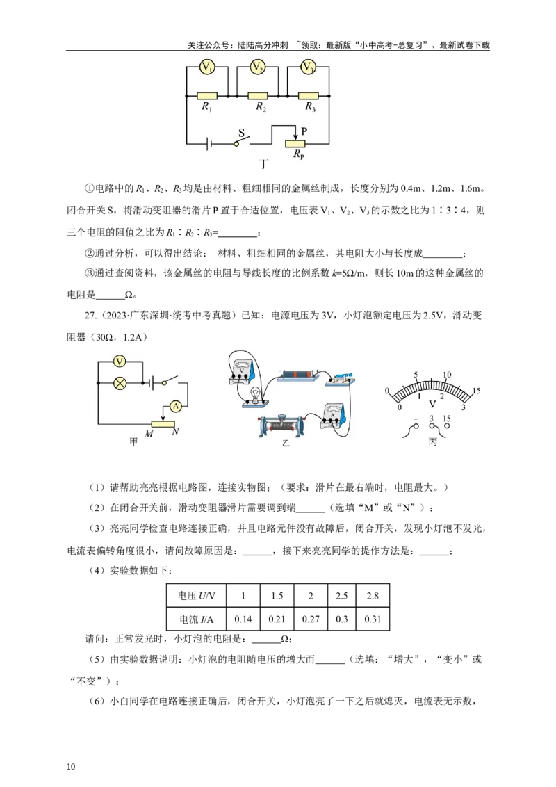 专题16欧姆定律（真题训练）-2024物理中考一轮复习精品资料（原卷版）_02中考总复习（2026版更新中）_04-物理-中考总复习_2024年中考复习资料_一轮复习_配套练习