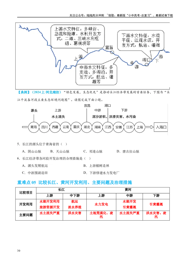 专题19中国的河流和自然灾害（讲义）（原卷版）_02中考总复习（2026版更新中）_09-地理-中考总复习_2024年中考复习资料_一轮复习_❤2024年中考地理一轮复习讲练测（全国通用）_配套讲义