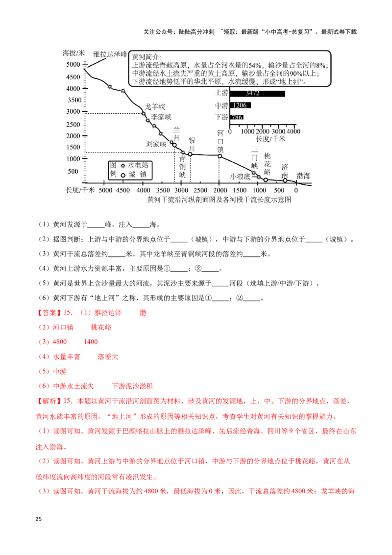 专题19中国的河流-备战2024年中考地理识图速记手册与变式演练（全国通用）（解析版）_02中考总复习（2026版更新中）_09-地理-中考总复习_2024年中考复习资料_专项复习资料_答案解析版
