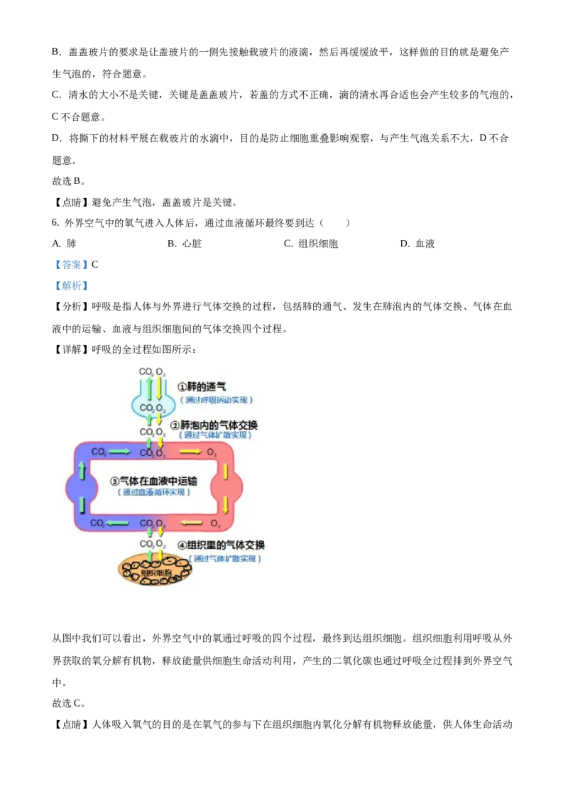 精品解析：2021年北京市门头沟区中考二模生物试题（解析版）(1)_北京初中期末题_C605-京七八九_B京生物七八九_北京八下生物_精品解析：2021年北京市门头沟区中考二模生物试题