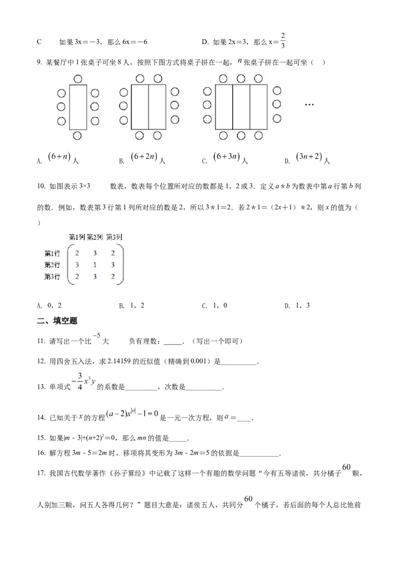 精品解析：北京市北京汇文中学2021-2022学年七年级上学期期中数学试题（原卷版）(1)_北京初中期末题_C605-京七八九_B京市数学七八九_北京7上数学_2021-2022