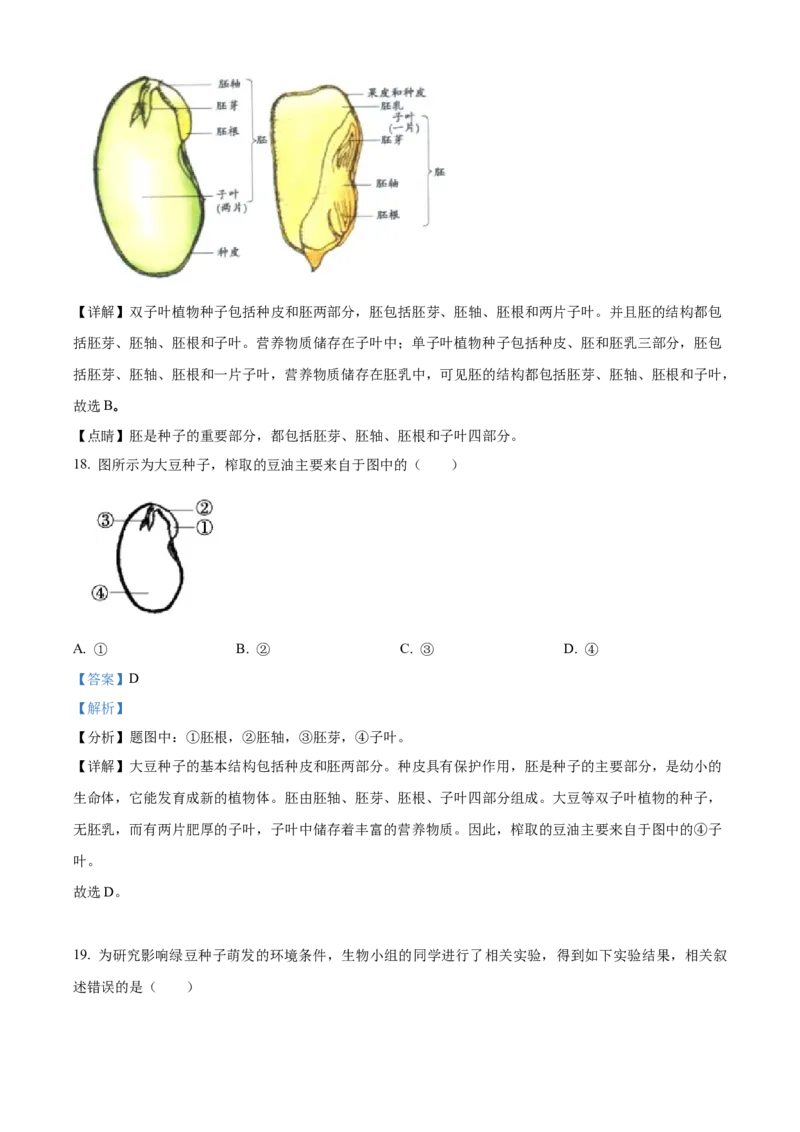 精品解析：北京市中国人民大学附属中学朝阳学校2022-2023学年八年级上学期期中生物试题（解析版）(1)_北京初中期末题_C605-京七八九_B京生物七八九_北京八上生物_2022-2023