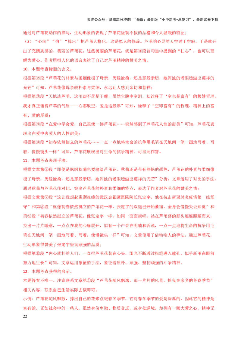 专题21分析写作手法（讲练）-2024年中考语文二轮复习讲练测（全国通用）（解析版）_02中考总复习（2026版更新中）_01-语文-中考总复习_2024年中考资料_二轮复习_讲义