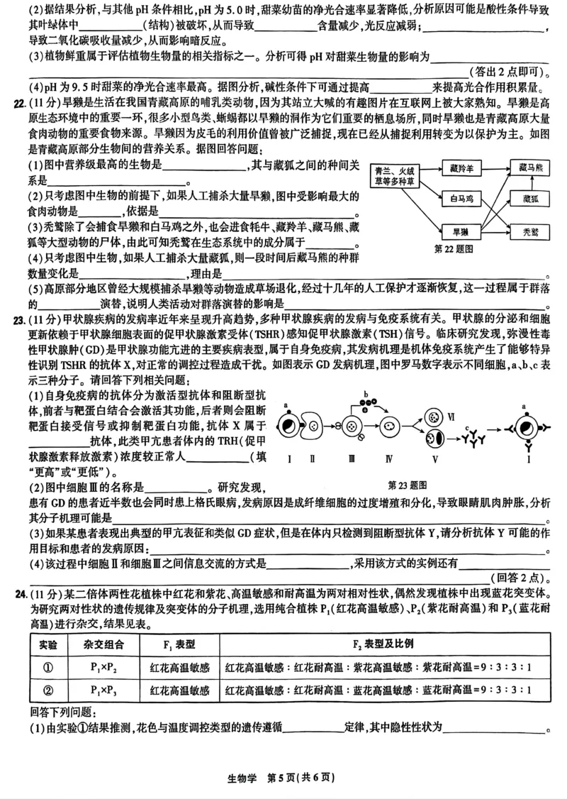 东北三省精准教学2024-2025学年高三上学期9月联考生物试卷_A1502026各地模拟卷（超值！）_9月_240905东北三省精准教学2024-2025学年高三上学期9月联考