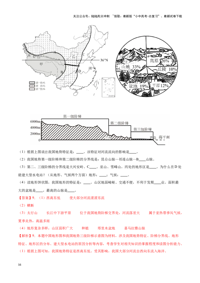 专题17中国的地形和地势-备战2024年中考地理识图速记手册与变式演练（全国通用）（解析版）_02中考总复习（2026版更新中）_09-地理-中考总复习_2024年中考复习资料_专项复习资料