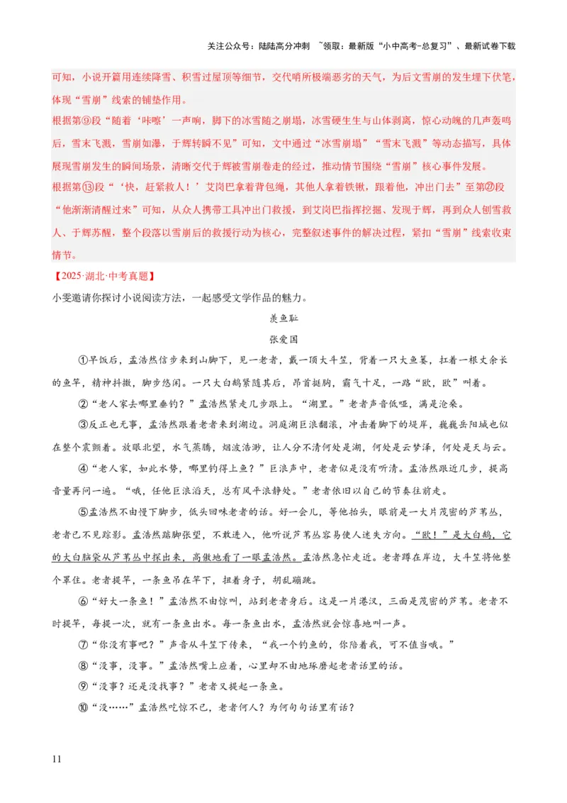 专题18小说阅读（二）（全国通用）（解析版）_02中考总复习（2026版更新中）_01-语文-中考总复习_2026年中考复习（更新中）