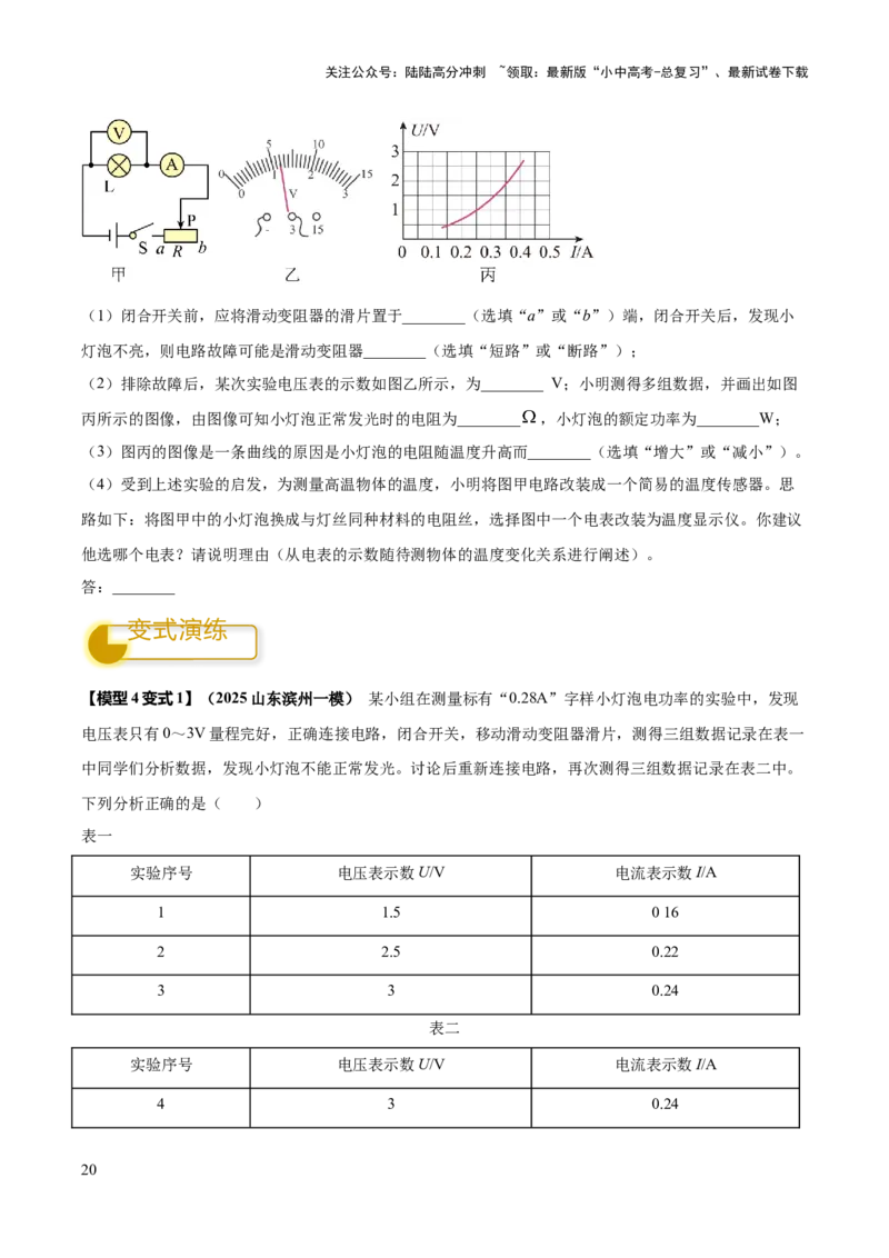 专题19电学必考的四个重点实验（原卷版）_02中考总复习（2026版更新中）_04-物理-中考总复习_2025年中考复习资料_2025年中考物理答题方法模板
