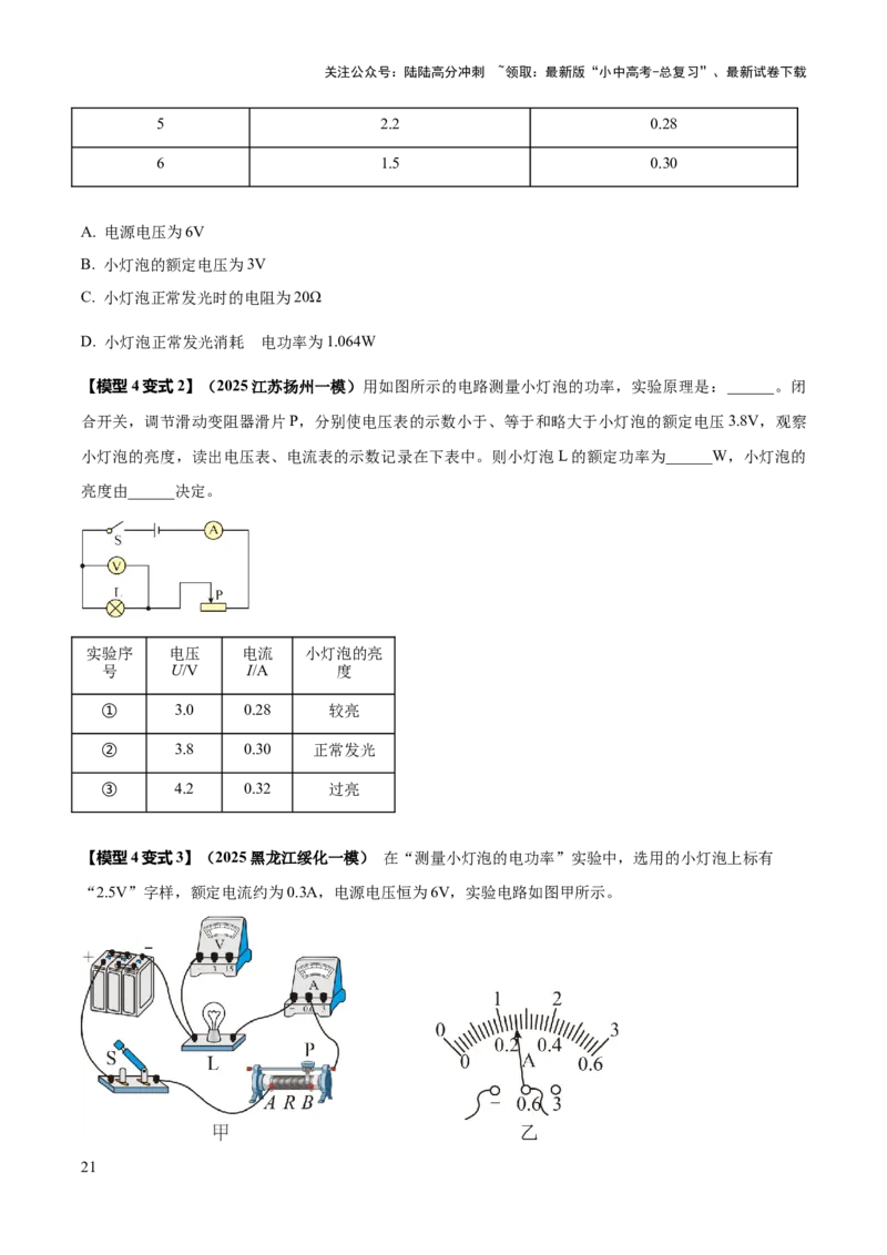 专题19电学必考的四个重点实验（原卷版）_02中考总复习（2026版更新中）_04-物理-中考总复习_2025年中考复习资料_2025年中考物理答题方法模板