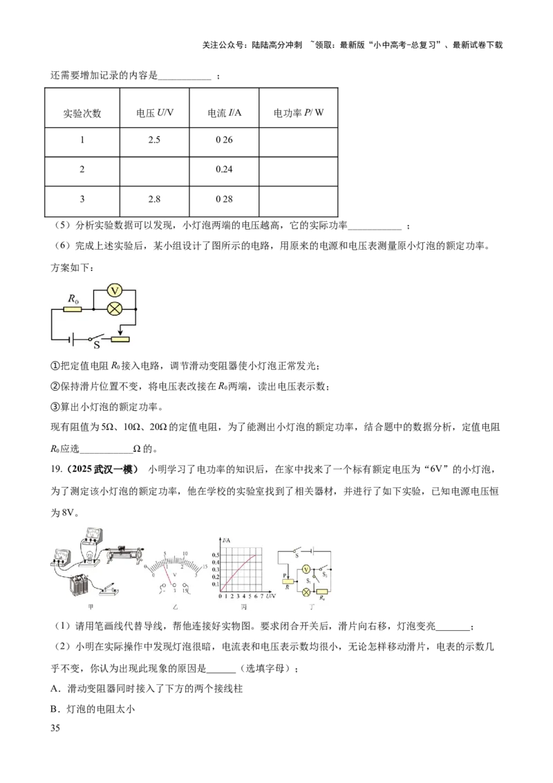 专题19电学必考的四个重点实验（原卷版）_02中考总复习（2026版更新中）_04-物理-中考总复习_2025年中考复习资料_2025年中考物理答题方法模板