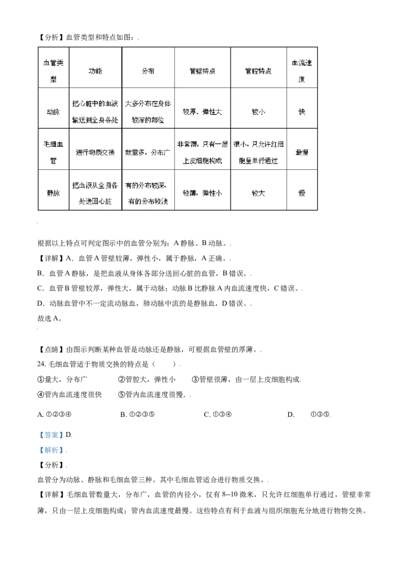 精品解析：北京市密云区2020-2021学年七年级上学期期末生物试题（解析版）(1)_北京初中期末题_C605-京七八九_B京生物七八九_北京7上生物_2020-2021