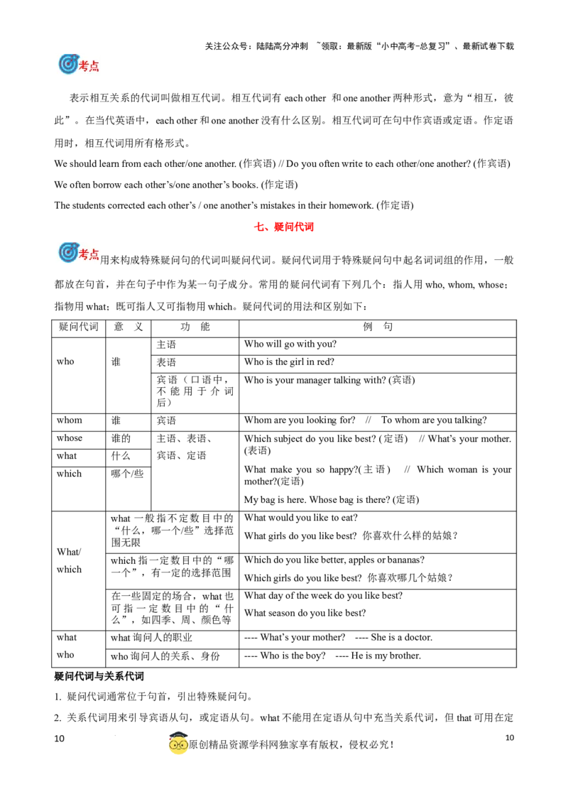 专题2.代词考点聚焦和精讲（解析版）_02中考总复习（2026版更新中）_03-英语-中考总复习_2024年中考复习资料_一轮复习_备战2024年中考英语一轮复习考点帮（全国通用）
