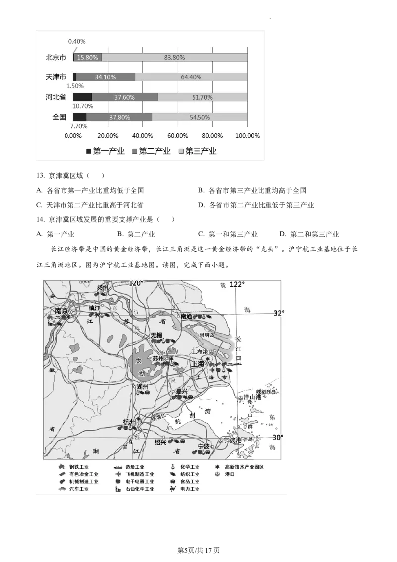 精品解析：北京市东城区2020-2021学年七年级下学期期末地理试题（原卷版）(1)_北京初中期末题_C605-京七八九_B京地理七八九_地理_北京7下地理_2020-2021