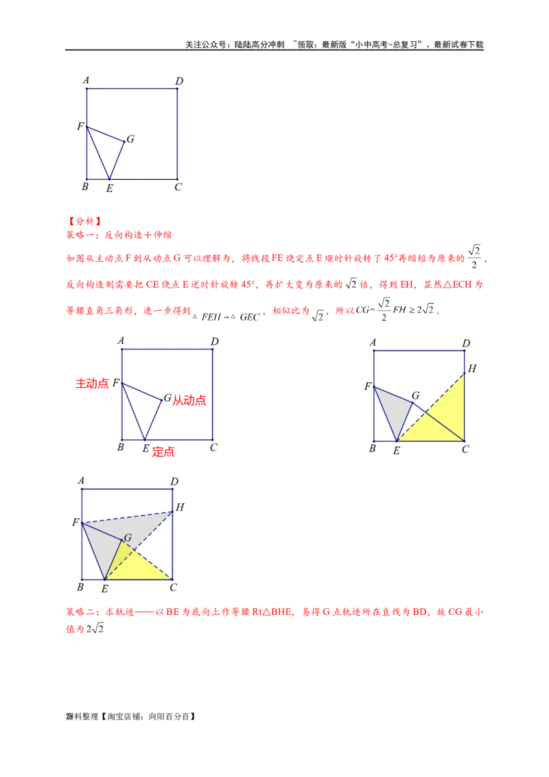 专题2-4瓜豆轨最值模型：为什么我们喜欢手拉手（直线与曲线）（解析版）_02中考总复习（2026版更新中）_02-数学-中考总复习_2024年中考复习资料_专项复习资料_教师版（含答案解析）