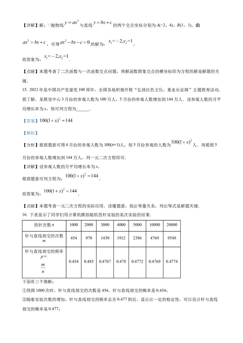 精品解析：北京市东城区第一七一中学2022-2023学年九年级上学期9月考数学试卷（解析版）(1)_北京初中期末题_C605-京七八九_B京市数学七八九_北京9上数学_2022-2023