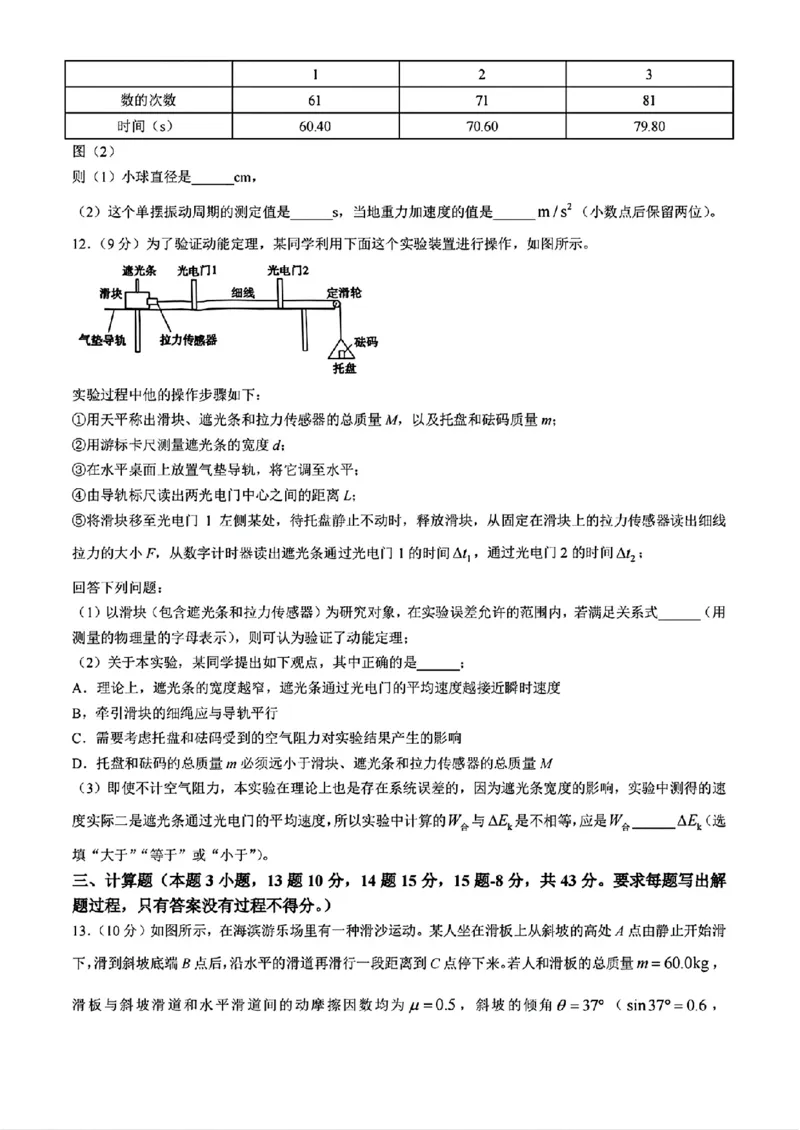 合肥一中2024~2025学年度高三第二次教学质量检测物理试题+答案_A1502026各地模拟卷（超值！）_11月_241127安徽省十联考合肥一中2024~2025学年度高三第二次教学质量检测