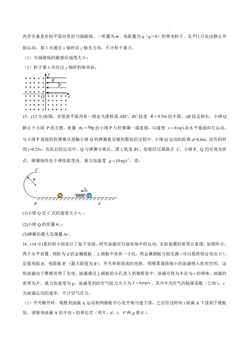 八省2025届高三&ldquo;八省联考&rdquo;考前猜想卷物理02考试版A4_A1502026各地模拟卷（超值！）_12月_2412312025届高三&ldquo;八省联考&rdquo;考前猜想卷