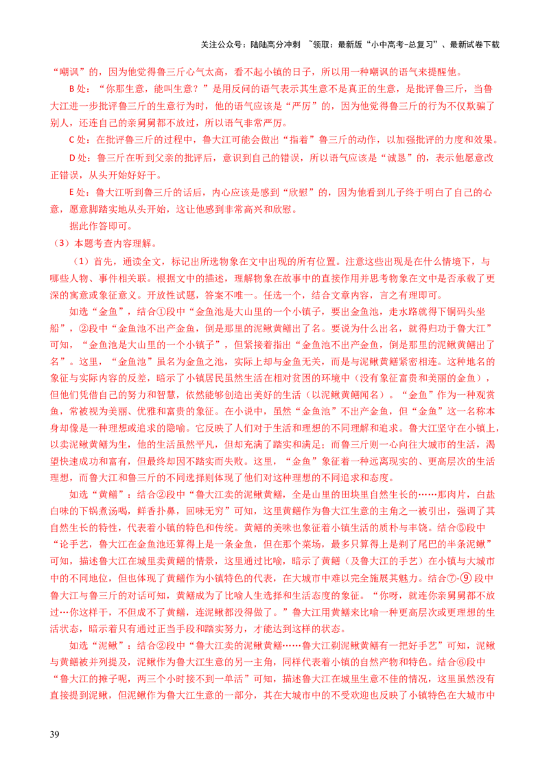 专题17形象概括与分析（讲练）（解析版）_02中考总复习（2026版更新中）_01-语文-中考总复习_2025年中考资料_2025中考二轮课件ppt+讲义+练习语文_讲义练习