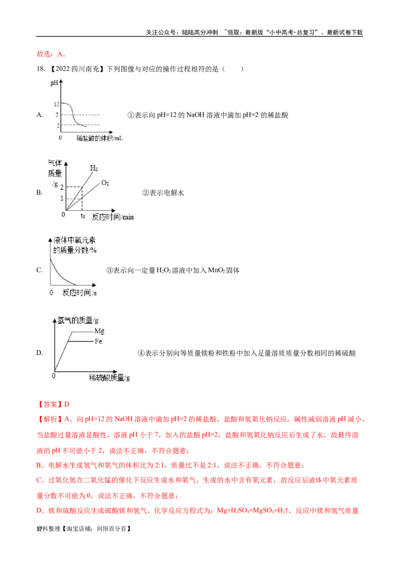 专题19坐标图像题（解析版）_02中考总复习（2026版更新中）_05-化学-中考总复习_2024年中考复习资料_专项复习资料_完三年（2021-2023）中考化学真题分项汇编（全国通用）